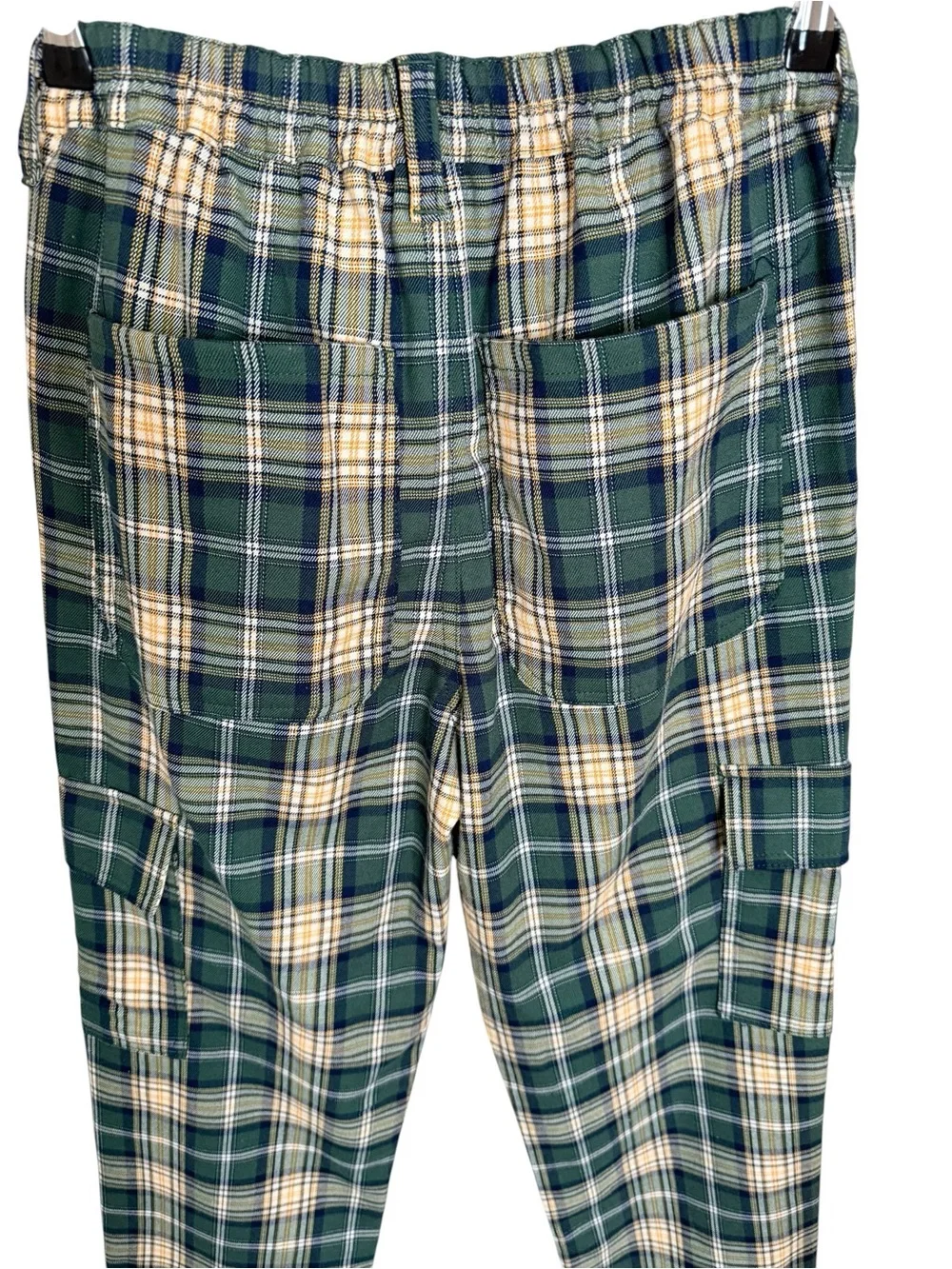 SO High Rise Plaid Cargo Pants Size 5 Green Grunge Y2K Wide Leg
